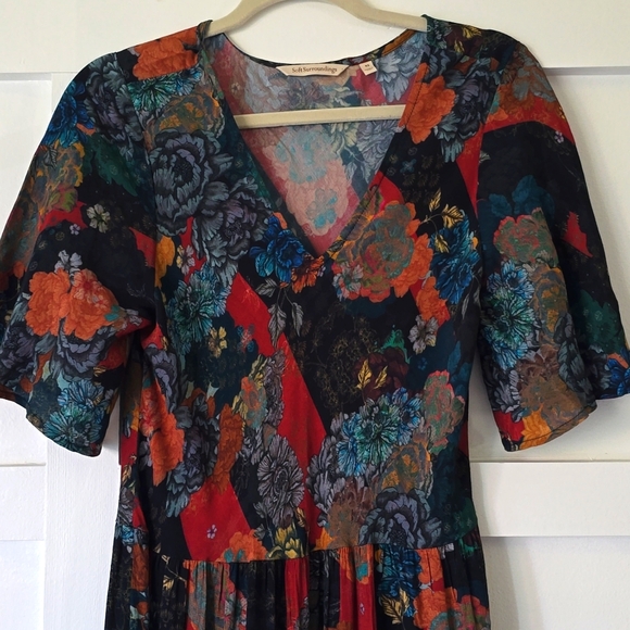 Soft Surroundings Mirabelle Floral Fall Maxi Dress Tiered XS - Picture 4 of 6